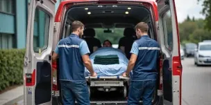 Professional transportation of a patient with a stroke