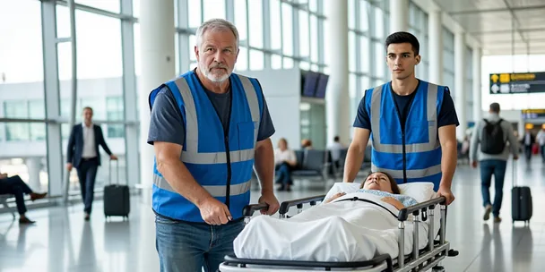 Medical transfer of a low-mobility patient to the airport